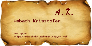Ambach Krisztofer névjegykártya